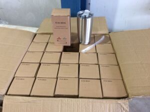 Case of (25) Buwaters Stainless Steel Double Walled Insulation Tumblers with Lid & Straw