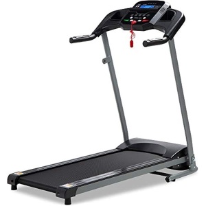 800W Folding Electric Treadmill w/Wheels, Safety Key, Heart Sensor
