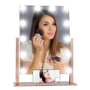 Hollywood Vanity Mirror w/ Speaker, LED Lights, 3 Color Temps, Phone Stand