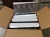 Case of (96) New Clear Plastic Wine Glasses with Silver Stems.&nbsp;
