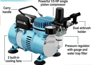 Master Airbrush Cool Runner II Dual Fan Air Compressor, E-Comm Return