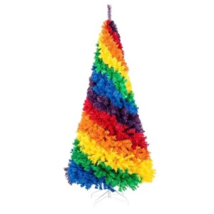 7ft Artificial Rainbow Full Fir Christmas Tree Holiday Decor w/ Metal Stand 