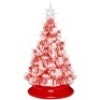 Pre-Lit Ceramic Peppermint Cane Tabletop Christmas Tree with Lights- 15in