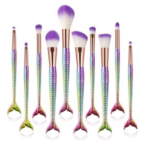 Lot of (144) 10Pcs Premium Synthetic Professional Mermaid Makeup Brush Sets - High Retail Valule