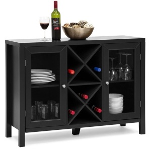 Wooden Wine Rack Console Sideboard Table w/Storage