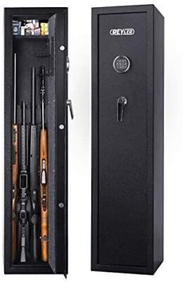 REYLEO Quick Access 7-Gun Storage Safe with Removeable Handgun Rack and Adjustable Shelf