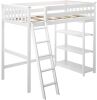 Max & Lily Twin High Loft Bed with Bookcase, White