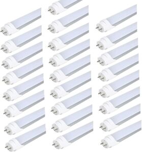 HMINLED 4FT T8 LED Tube Light Bulbs 22W 4000K AC85-285V Fluorescent Replacement Dual-End Powered Ballast Bypass Fixture Milky Cover, 25 Pack