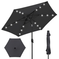 Outdoor Solar Patio Umbrella w/ Push Button Tilt, Crank Lift - 7.5ft&nbsp;