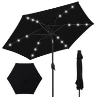 Outdoor Solar Patio Umbrella w/ Push Button Tilt, Crank Lift - 7.5ft&nbsp;