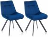 Artos Hilda Modern Velvet Upholstered Dining Chairs, Blue, Set of 2  