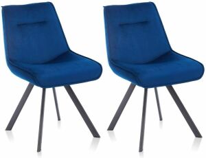 Artos Hilda Modern Velvet Upholstered Dining Chairs, Blue, Set of 2  