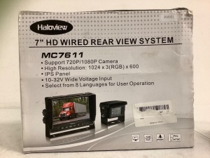 7" HD Wired Rear View System, Appears New, Untested