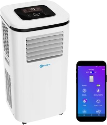 ROLLICOOL 14000 BTU Smart Portable Air Conditioner, Dehumidifier & Fan for Rooms up to 375 sq ft, Alexa-Ready Voice Commands, App, Dual-Band WiFi Support, Bluetooth, Easy Install