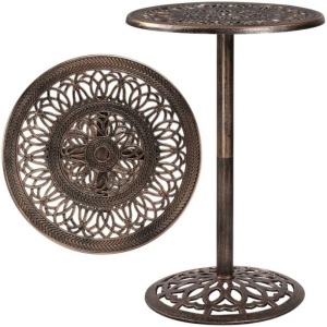 Outdoor Cast Aluminum Bar Height Patio Bistro Table, Antique Copper 