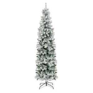 6' Snow Flocked Artificial Pencil Christmas Tree w/ Stand