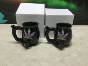 Lot of (2) Novelty Coffee Mug Smoking Pipes 