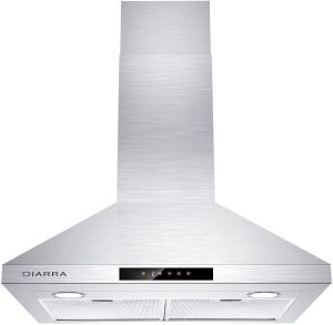 CIARRA Wall Mount Range Hood 30 inch 450 CFM with Soft Touch Control Delay Shut Off Function Ducted and Ductless Convertible