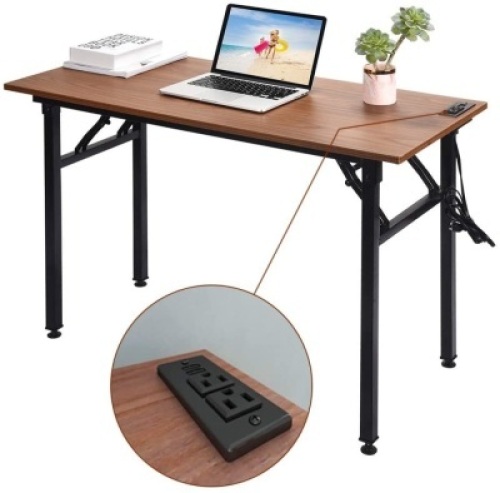 Frylr Small Folding Writing Desk with USB Ports Power Plugs. Untested. Appears New