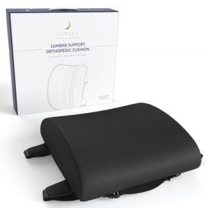 LUMBAR SUPPORT ORTHOPEDIC CUSHION, 12.5” x 12.5” x 4” (32 x 32 x 11 CM), Black. 