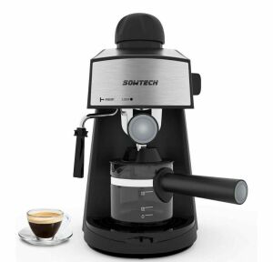 SOWTECH 4 Cup Coffee Espresso Maker with Milk Frother 