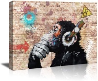 Banksy Monkey DJ w/ Headphones Wall Art, 39.5" x 19.75"