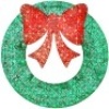 Pre-Lit Outdoor Christmas Wreath, LED Metal Holiday Decor w/ Bow- 48in