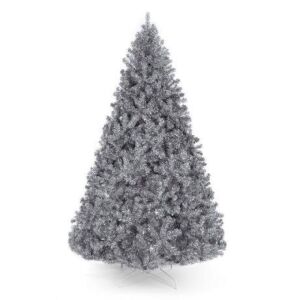 6' Silver Artificial Tinsel Christmas Tree w/ Foldable Stand