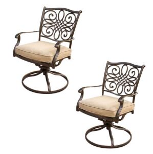 Hanover Traditions Swivel Rockers with Tan Cushions, Set of 2 - Missing Hardware 