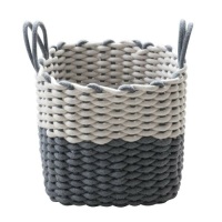 (2) Rope Cotton&nbsp;Woven Storage Baskets, 11.8'' x 11.8''x 11 by A&P Collection, Navy & White. Appears New&nbsp;