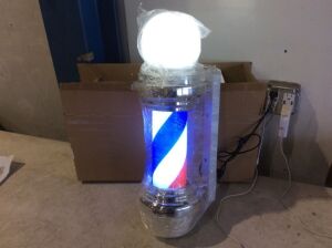 24" Plastic Rotating Light Up Barber Pole 