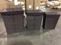 Set of 3 Cloth Lined Wicker Hampers&nbsp;