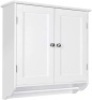 HOMFA Bathroom Over The Toilet Space Saver Storage Cabinet w/ Adjustable Shelf & Towels Bar, White