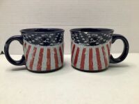 Lot of (2) Americana Mugs, Small Chip on top, Ecommerce Return