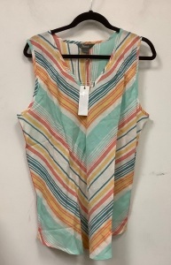 Natural Reflections Womens Stripe Sleeveless Shirt, XL, New