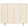 Single Panel Iron Chevron Fireplace Screen w/ Antique Finish - 38x31in