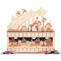 Wooden Christmas Shooting Star Advent Calendar w/ LED Light Background