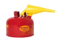 Eagle UI-25-FS Type I Metal Safety Can w/ F-15 Funnel, 11-1/4" W x 10" D, 2-1/2 Gallon Capacity, Red. Appears New.