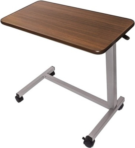 Vaunn Medical Adjustable Overbed Bedside Table w/ Wheels (Hospital & Home Use). Appears New