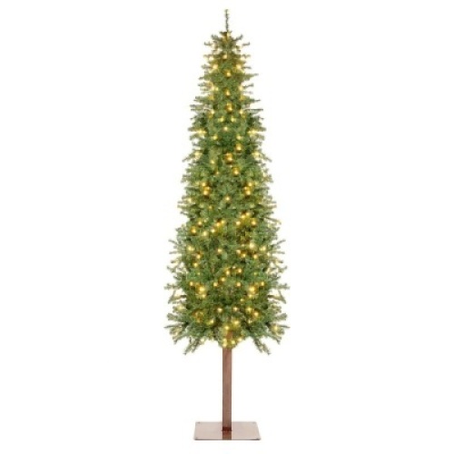 Pre-Lit Artificial Alpine Slim Pencil Christmas Tree w/ LED Lights, Stand - 6ft