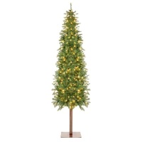 Pre-Lit Artificial Alpine Slim Pencil Christmas Tree w/ LED Lights, Stand - 6ft