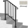 VEVOR Handrail Picket #2 Fits 2 or 3 Steps Outdoor Stair Rail Wrought Iron Handrail, Matte Black. New