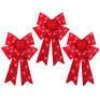Set of 3 Pre-Lit Christmas Bow Decoration, LED Holiday Decor w/ 8 Functions