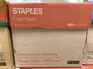 Box of Staples 11x17 Copy Paper, Appears new