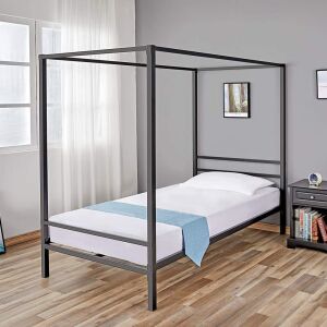 Lot of (2) Twin Four Poster Metal Canopy Bed Frames - 1 New, 1 E-Comm Return