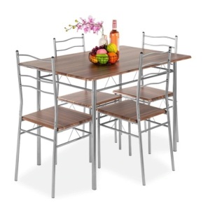 BCP 5-Piece Wooden Kitchen Table Dining Set w/ Metal Legs, Appears New, Retail 189.99