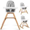 Costway 3-in-1 Convertible Wooden Baby High Chair with Tray, Adjustable Legs, Cushion&nbsp;