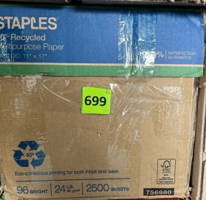 Box of Staples 11x17 Multi Purpose Paper, Appears New