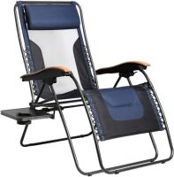PORTAL Oversized Mesh Back Zero Gravity Reclining Patio Chair, XL Padded Seat with Adjustable Pillows and Cup Holder&nbsp;