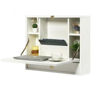 Wall Mounted Folding Laptop Desk Hideaway Storage with Drawer